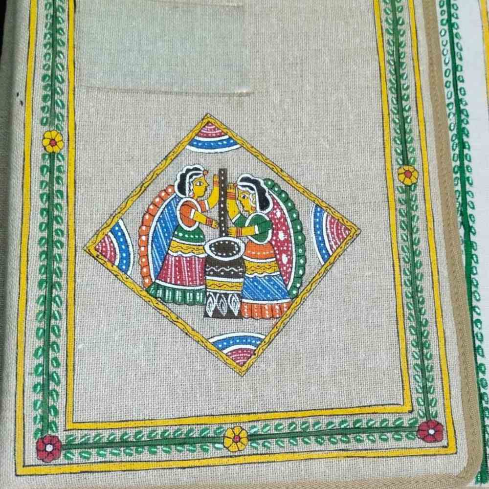 Tussar Saree with Madhubani Bride, Doli, and Kaahar Painting